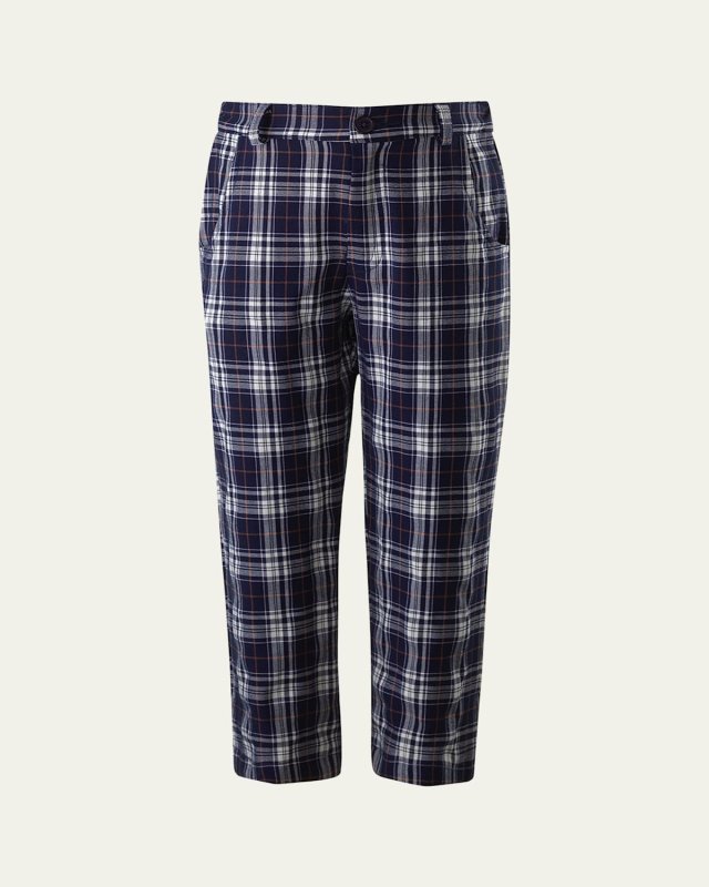 Boy's Check-Print Twill Trousers, Size 2-10